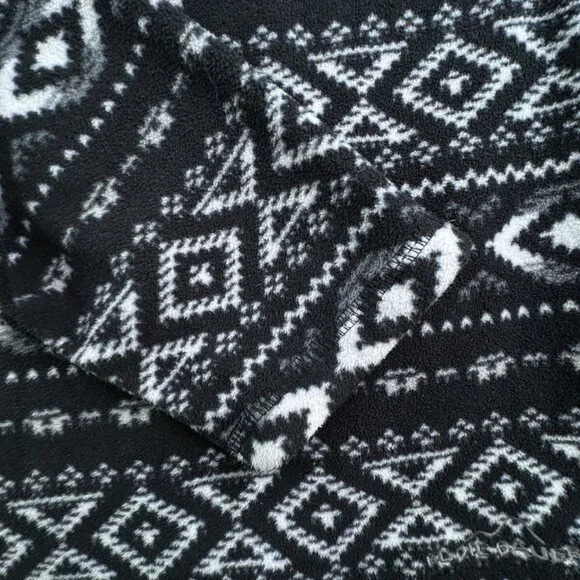 Eddie Bauer Women’s White Black Fair Isle Large Pullover 1/4 Zip Fleece Sweater - Picture 9 of 11